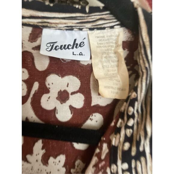 Vintage Brown African theme Abstract Blouse Size Medium - Picture 3 of 5